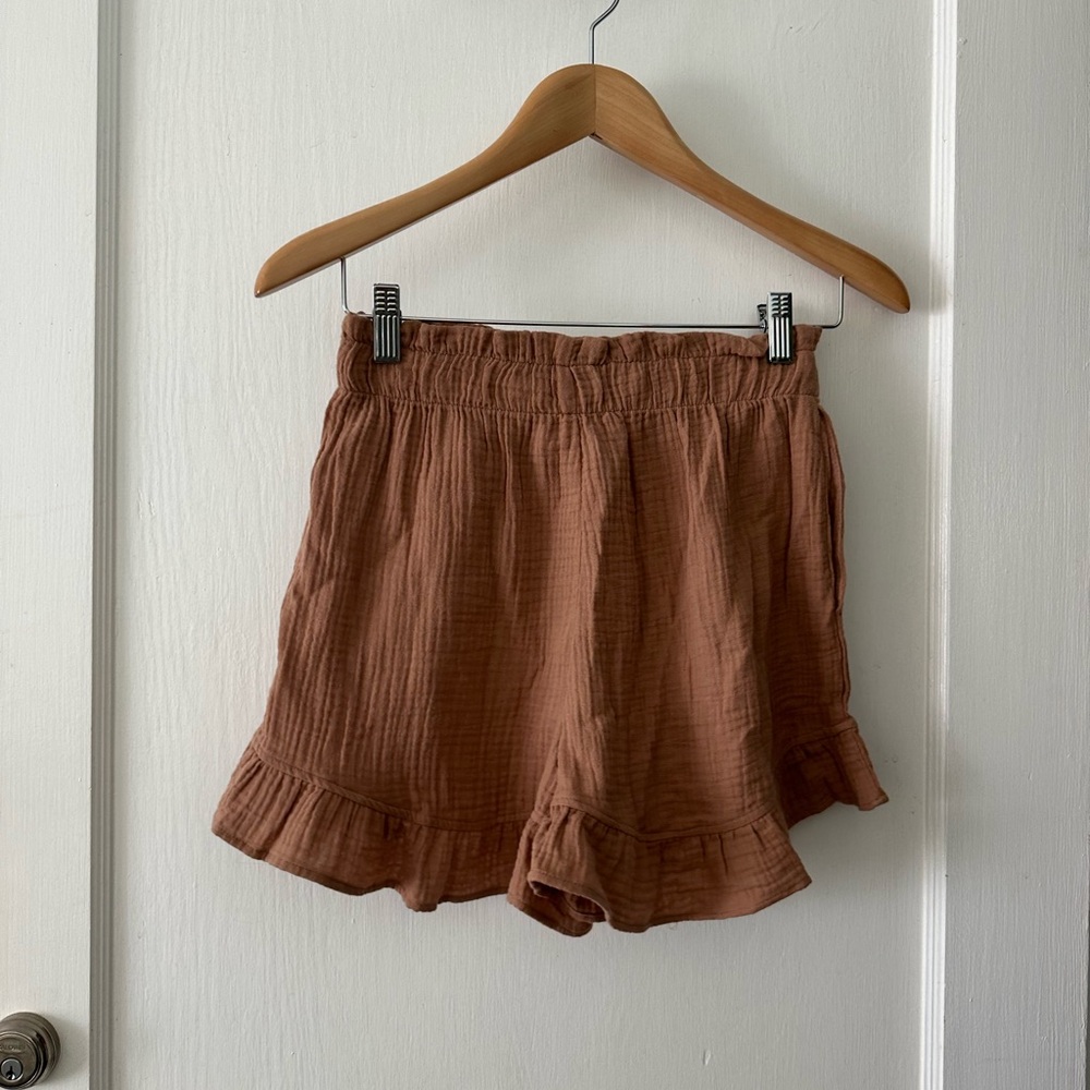 Show Me Your MuMu High Waist Brown Ruffle Shorts